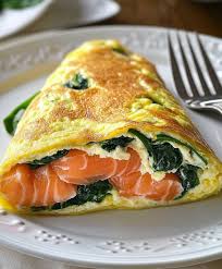 Spinach-Cheese and Smoked Salmon Omelet recipe