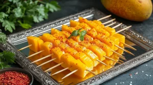 Tag words: pineapple kebabs, mango kebabs, tropical fruit skewers, grilled fruit recipe, healthy dessert, summer barbecue side, tropical appetizer, pineapple mango glaze, luau recipe, easy fruit kebabs, grilled pineapple recipe, mango dessert, low-fat snack, vitamin C recipe, island-style cuisine, beach party recipe, summer brunch idea, healthy summer dessert, fruit kabobs, antioxidant recipe, tropical cookout dish, vegetarian appetizer, heart-healthy fruit recipe, low-calorie tropical snack, Caribbean recipe, simple grill recipe, mango pineapple combo, outdoor meal idea, sweet fruit skewer, healthy picnic recipe, sunshine fruit dish
